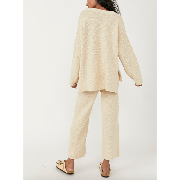 Free People Hailee Sweater Set Cream Large NEW - Picture 3 of 6
